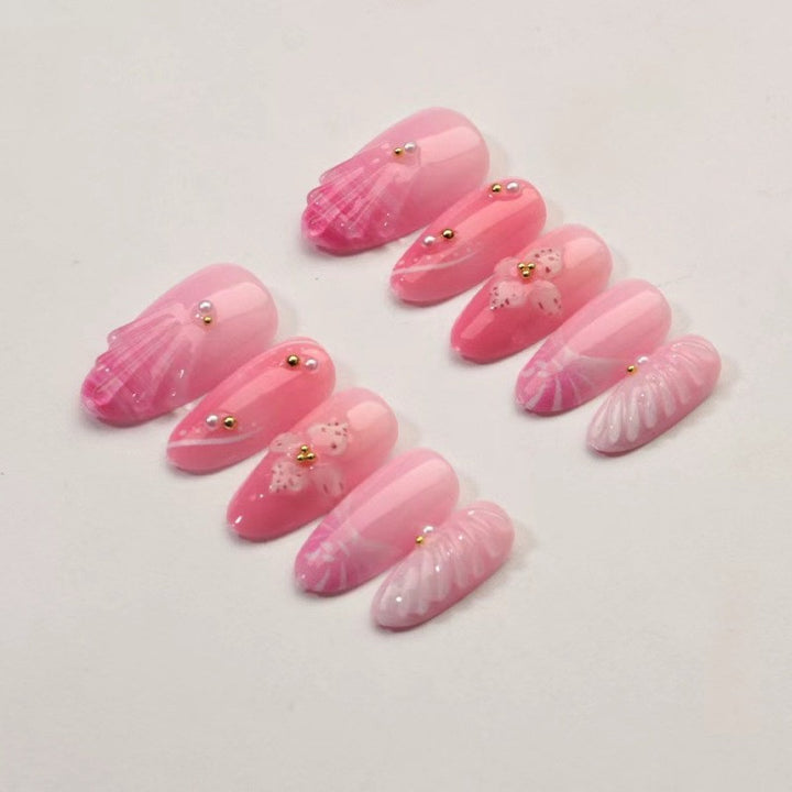 Elegant Floral Accentuated Stiletto Press-On Nails Kalsten