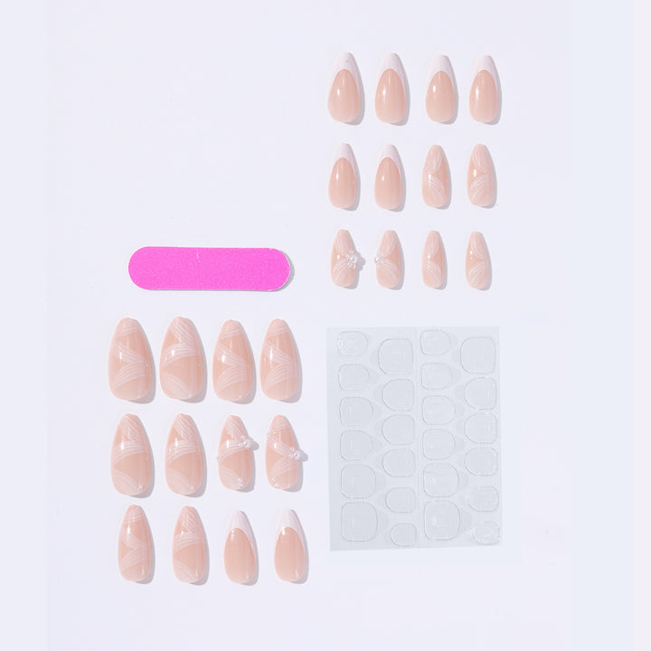 Creative acrylic nail set with elegant tips and glitter decorations Kalsten