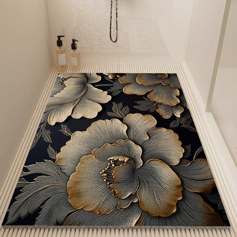 Elegant Floral Pattern Bath Mat Kalsten