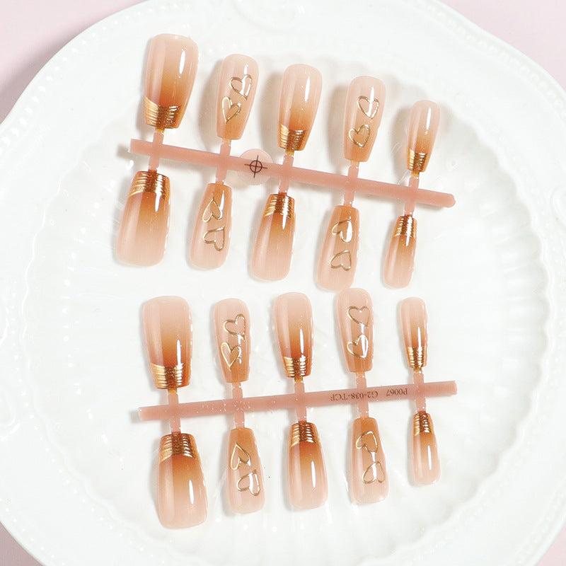 Premium Heart-Embellished Press-On Nail Set Kalsten