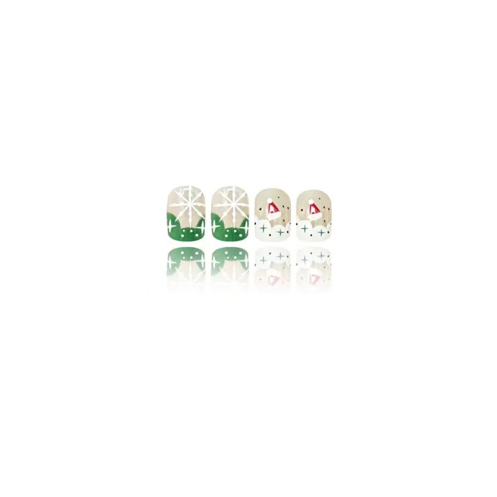 Artificial nail set with Christmas motifs and glitter accents Kalsten