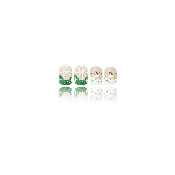 Artificial nail set with Christmas motifs and glitter accents Kalsten