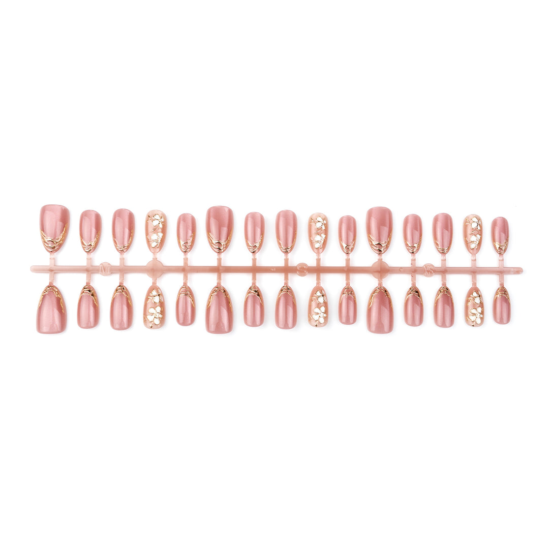 Artistic Floral-Embossed Press-On Nail Set