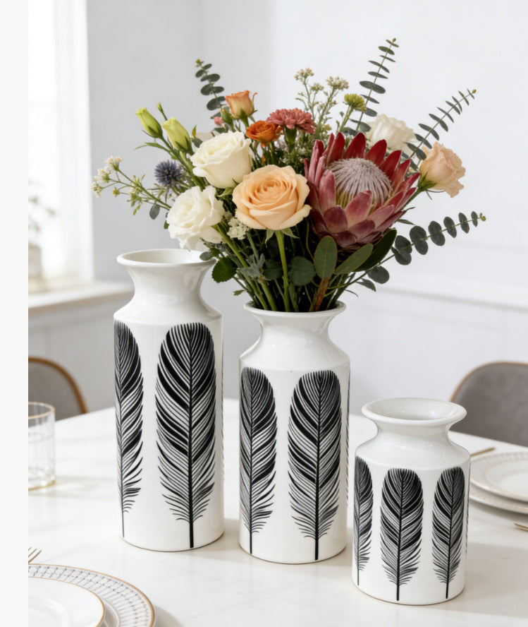 Decorative Feather Print Vase Kalsten
