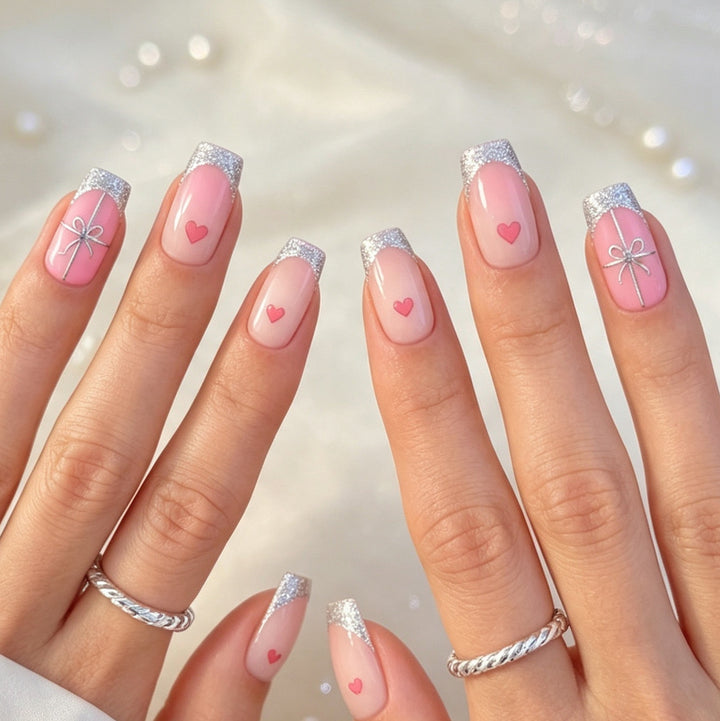 Decorative Heart and Glitter Nail Enhancements Kalsten