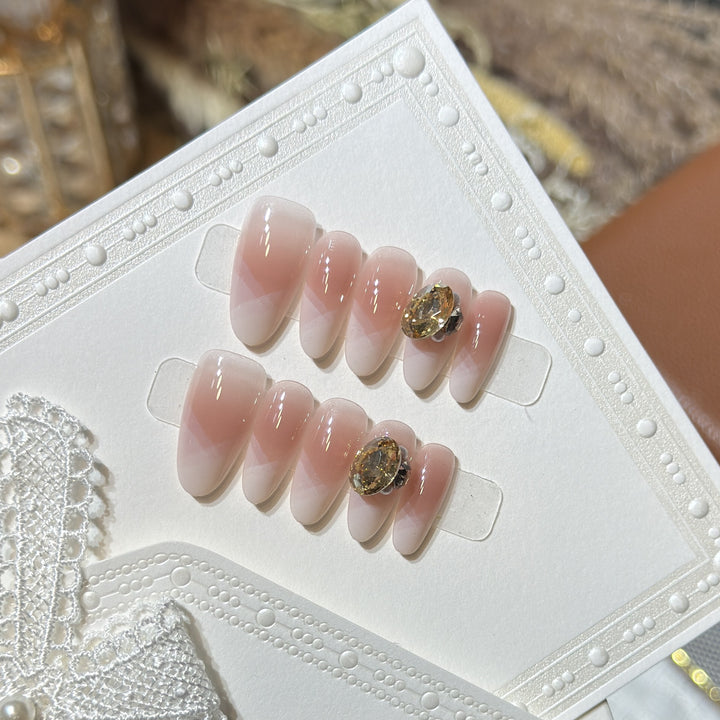 Stylish Press-On Nail Set with Gemstone Accent Kalsten