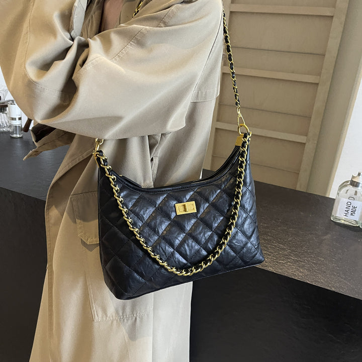 Quilted Chain-Handle Shoulder Bag