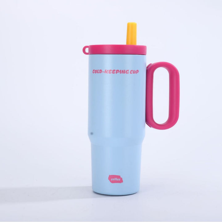 Unisex insulated cup with practical handle and straw function Kalsten