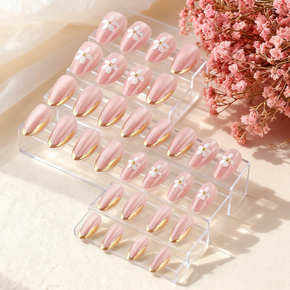 Floral Embellished Gel Nail Art Kalsten