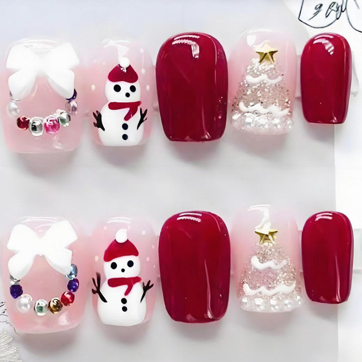 Artificial nail set with festive Christmas motifs Kalsten