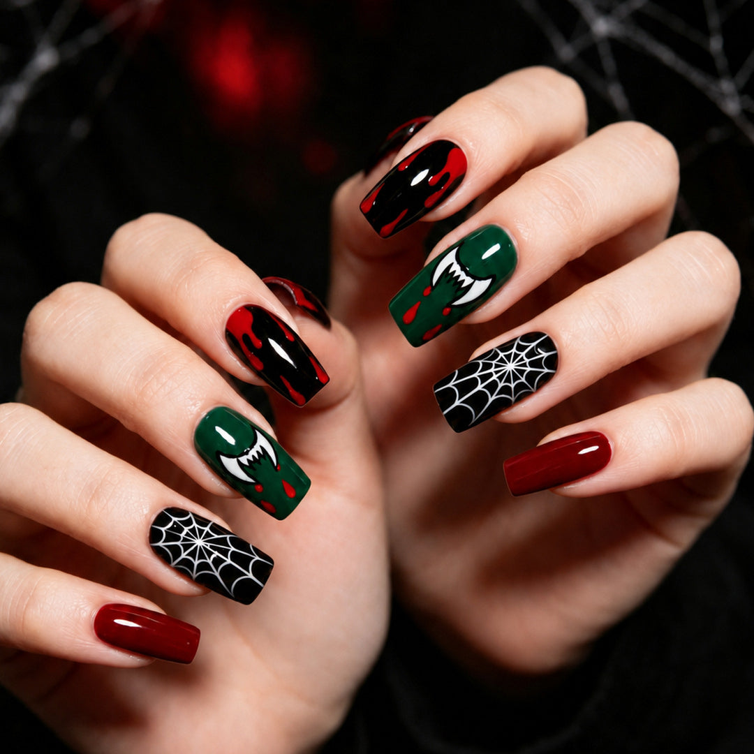 Halloween-Themed Decorative Acrylic Nail Art Extensions Kalsten