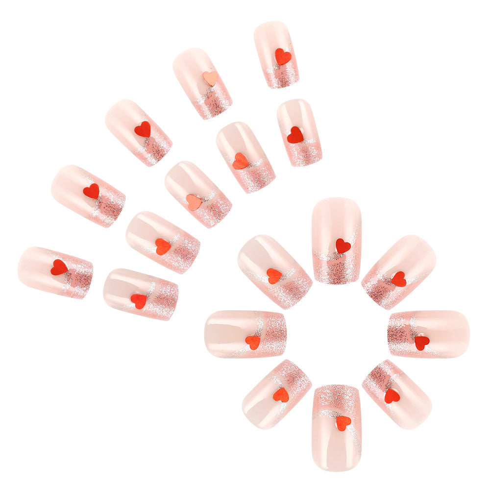 Artistic Heart-Embellished Press-On Nails Kalsten 1787542886