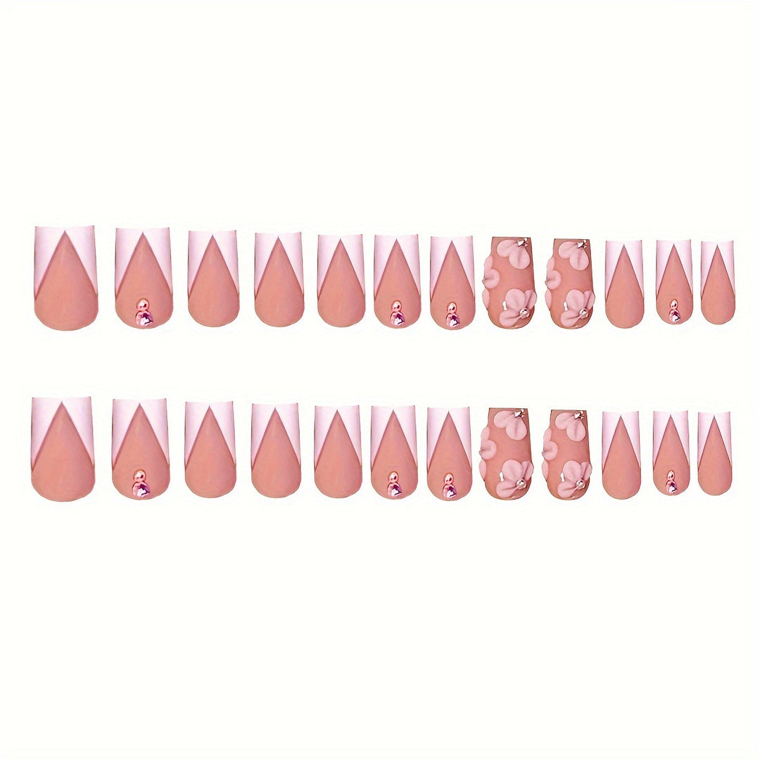 Floral French Tip Press-On Nail Set Kalsten
