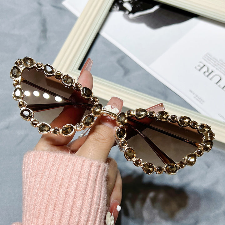Heart-Shaped Rhinestone-Embellished Sunglasses Kalsten