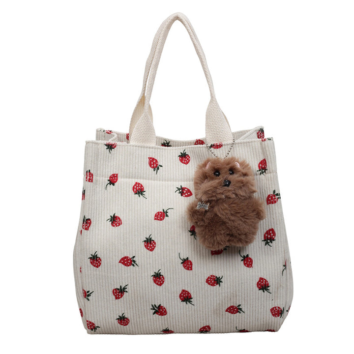 Cute Strawberry Print Fabric Tote Bag