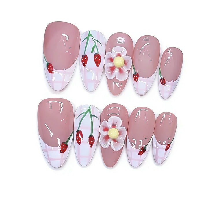 Cherry Blossom-Themed Artistic Press-On Nails Kalsten