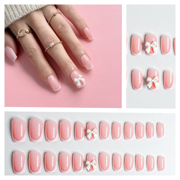Acrylic Nail Set with Bow Design Kalsten