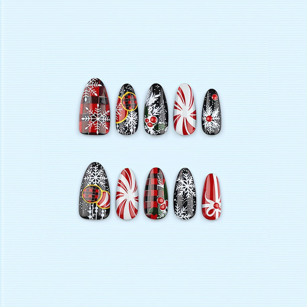 Artificial nails in festive Christmas design Kalsten