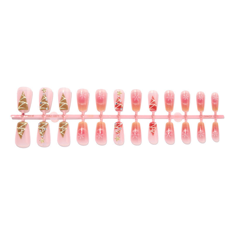 Artificial nail set with festive Christmas motifs and glitter applications Kalsten
