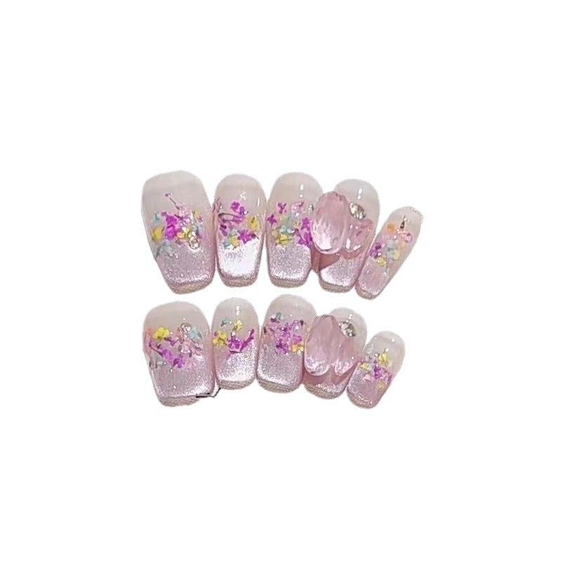 Artistic Floral Decorative Press-On Nails Kalsten