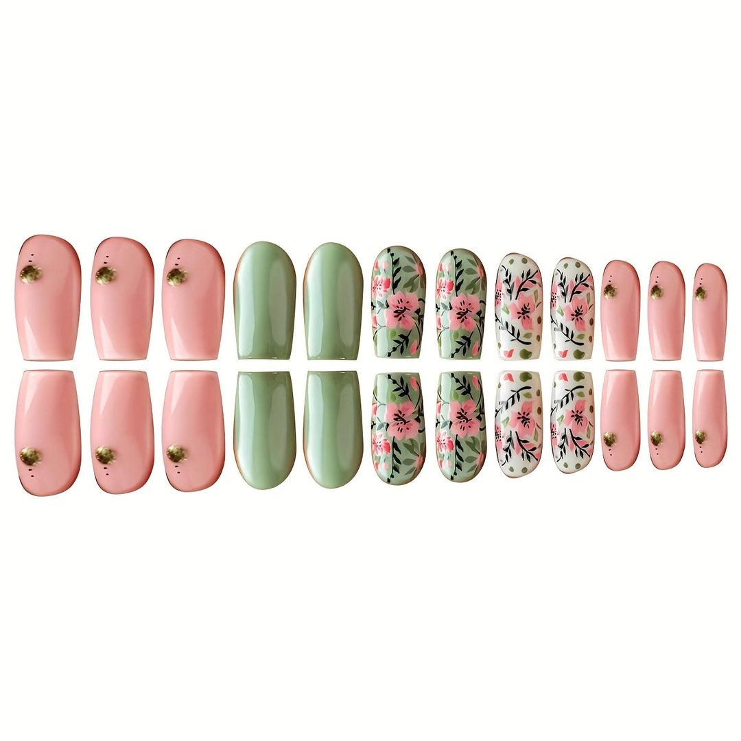 Botanical Floral Press-On Nail Art Kalsten