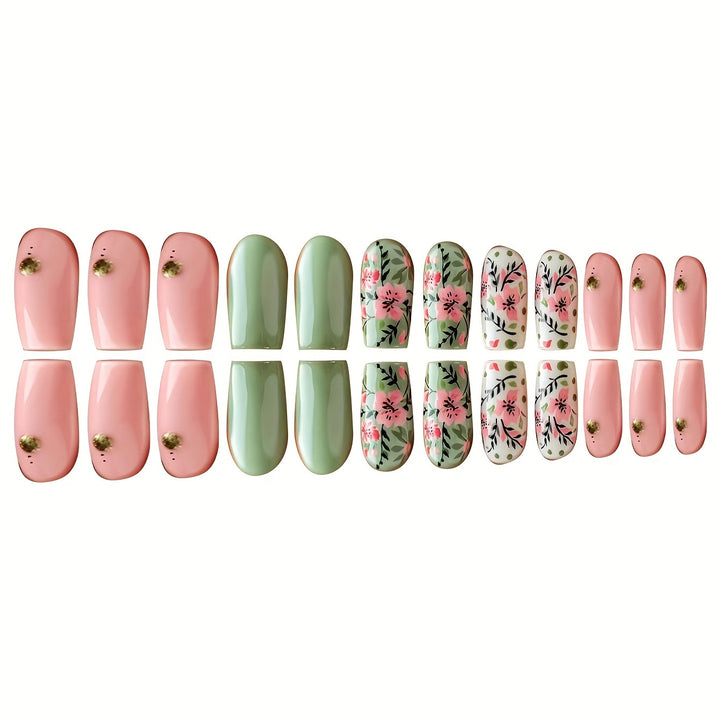 Botanical Floral Press-On Nail Art Kalsten