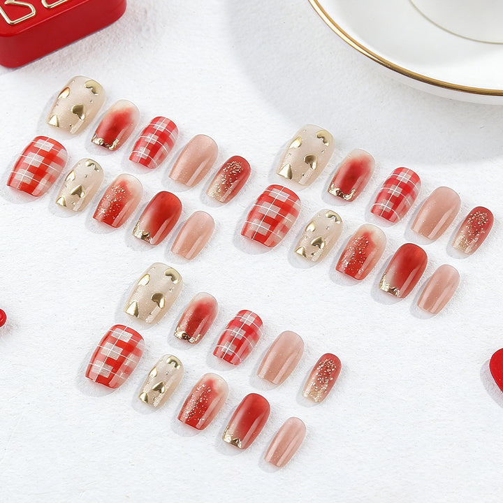 Artistic Heart-Embellished Press-On Nails Kalsten