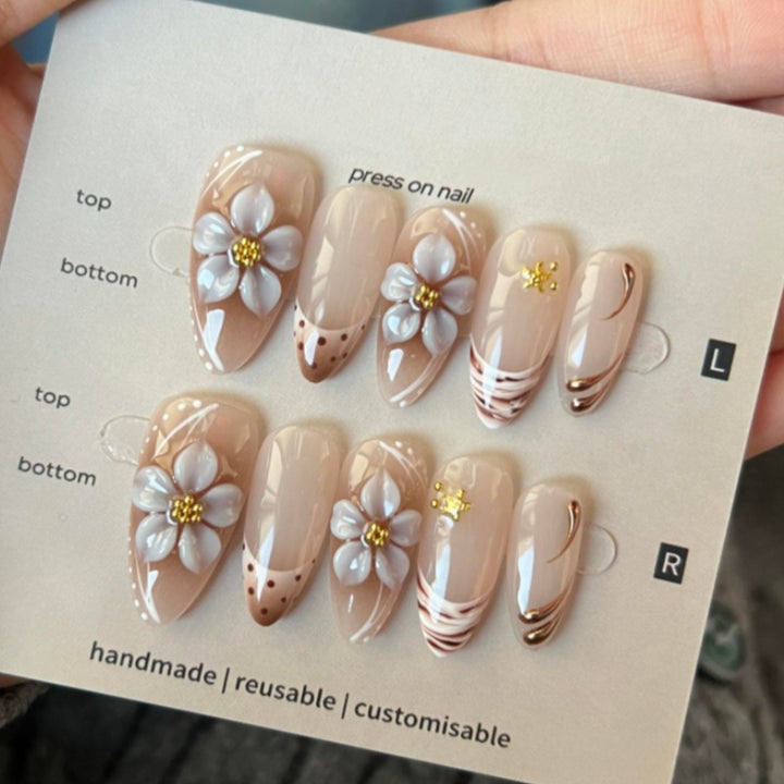 Nature-Themed Artistic Press-On Nail Set Kalsten