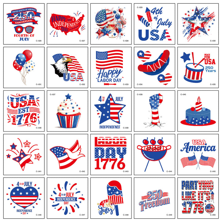 Unisex nan patriotic Party Sticker Collection with USA motifs on matte vinyl Kalsten