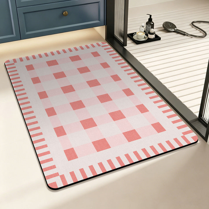 Geometric Checkered Floor Mat