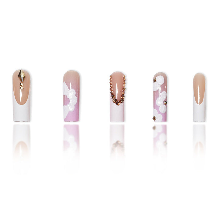 Elegant 3D Floral Press-On Nail Art Kalsten