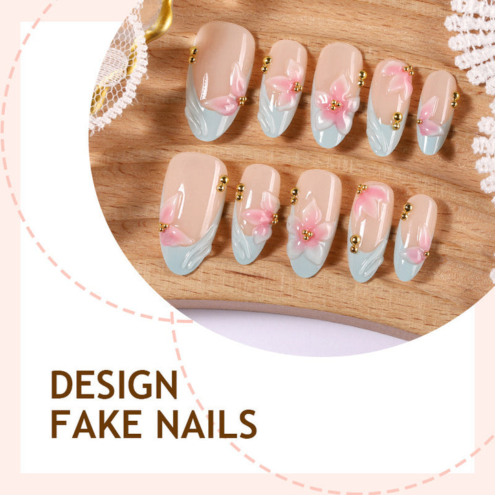 Acrylic nail set with exclusive flower and glitter accents Kalsten
