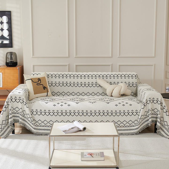 Textured Geometric Pattern Sofa Throw Blanket