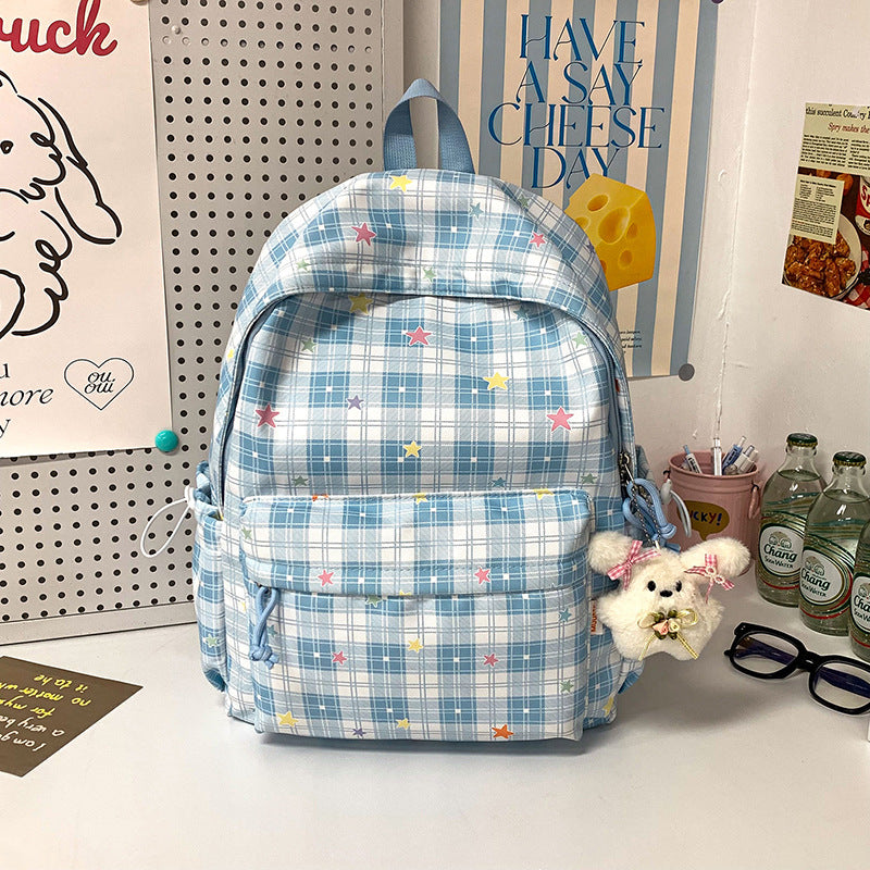 Stylish Multi-Pocket Plaid Backpack Kalsten