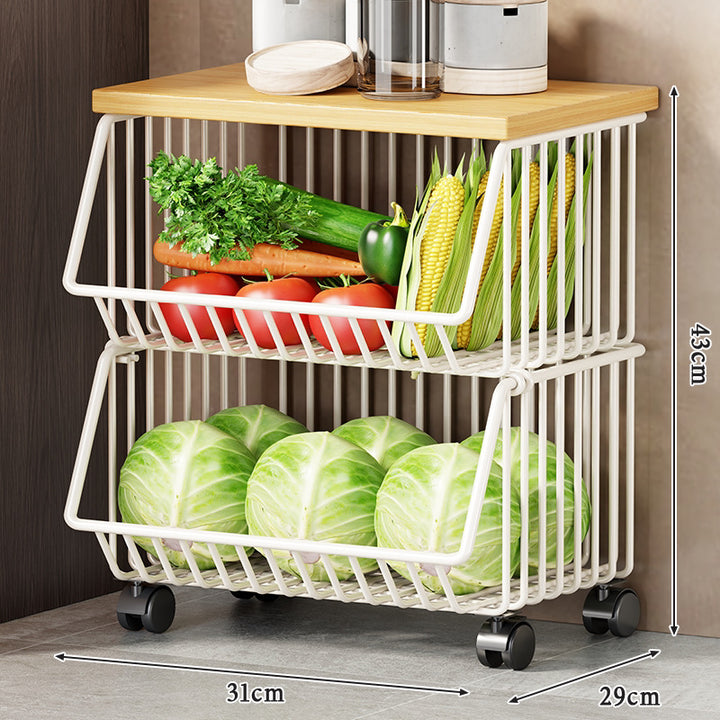 Slim Five-Tier Rolling Metal Kitchen Pantry Storage Rack with Wire Baskets