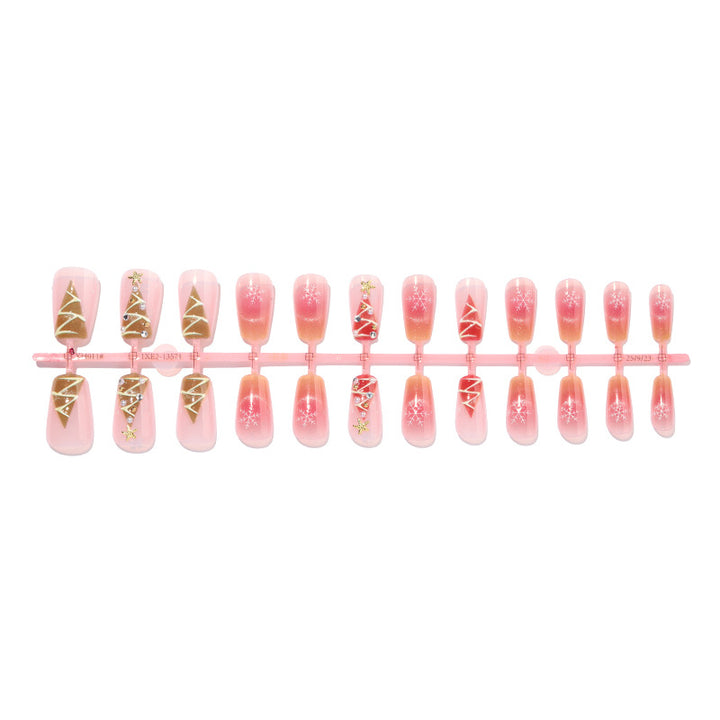 Holiday-Themed Press-On Nail Set with Beautiful Decorative Embellishments Kalsten
