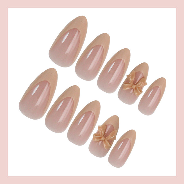 Artificial nail set with elegant tips and romantic bow decorations Kalsten