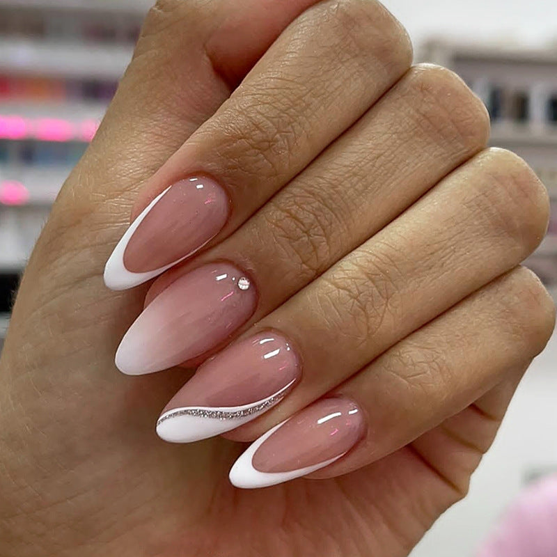 Versatile Press-On Nail Set with Heart and Glitter Accents Kalsten