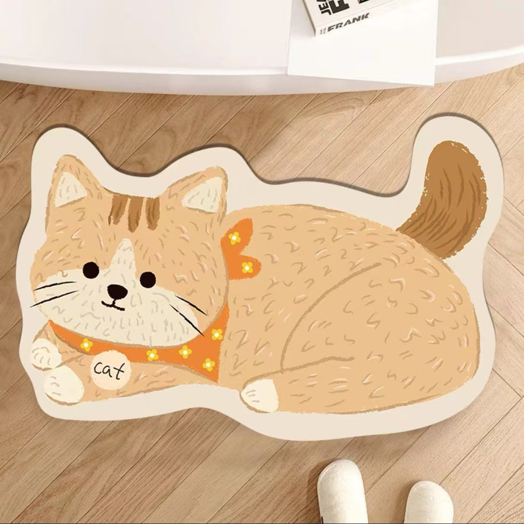 Adorable Cat-Shaped Plush Area Mat