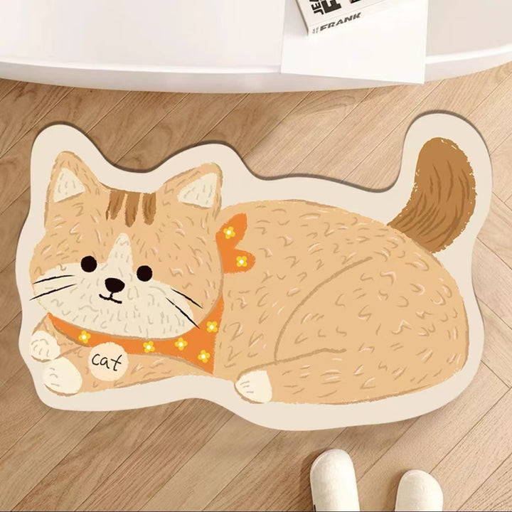 Adorable Cat-Shaped Plush Area Mat