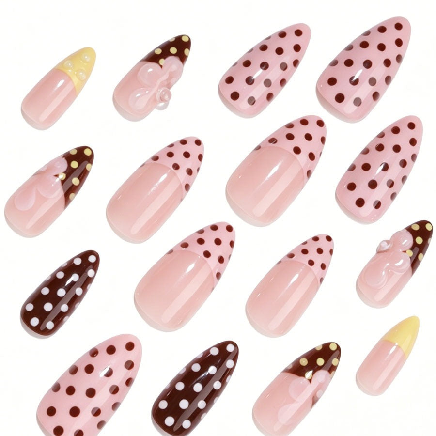 Creative nail art set with floral and polka dot design Kalsten