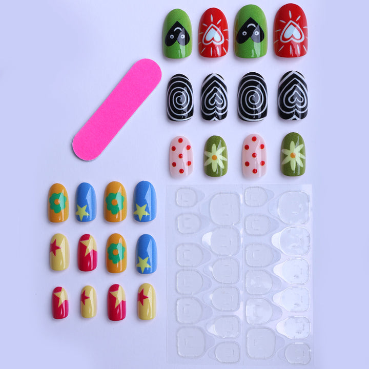 Artificial nails with colorful and creative designs Kalsten