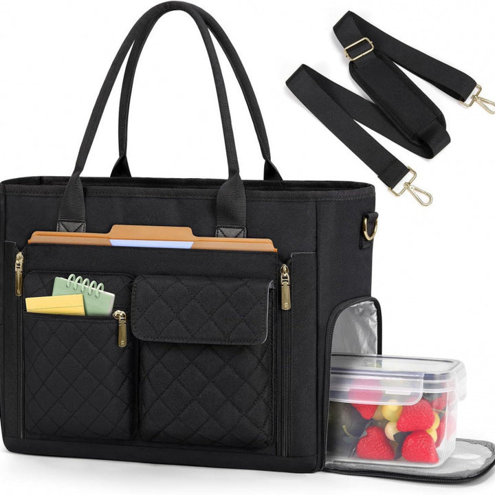 Multifunctional tote bag with structured interior layout and removable compartments Kalsten