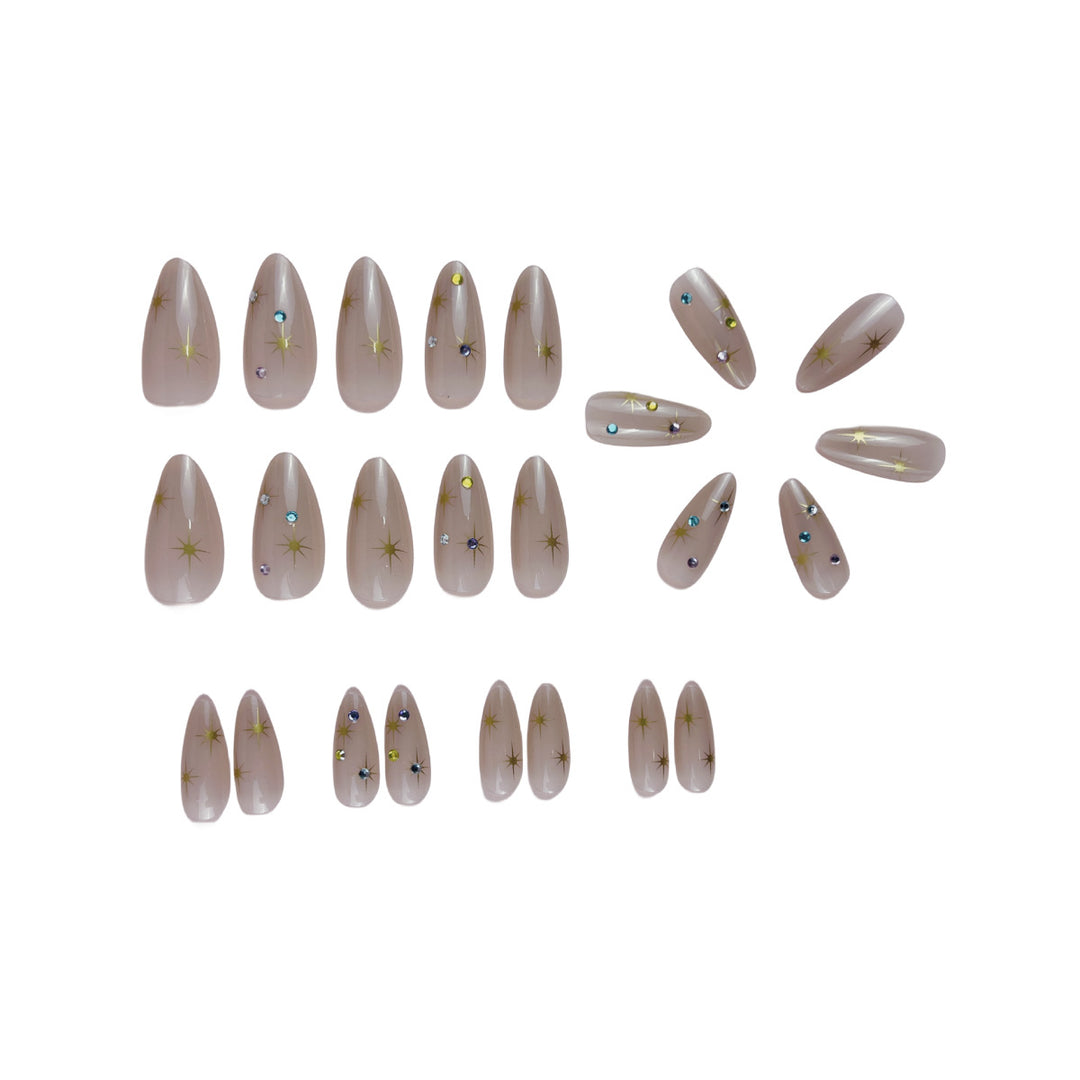 Artistic Rhinestone-Embellished Almond-Shaped Nail Extensions Kalsten