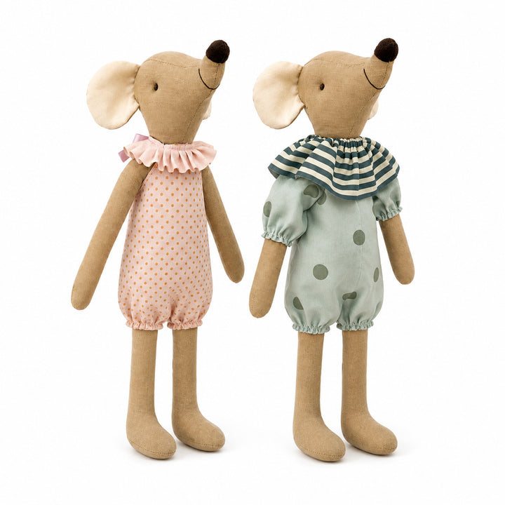 Soft Fabric Elephant Comforter Doll with Long Limbs and Ruffled Collar