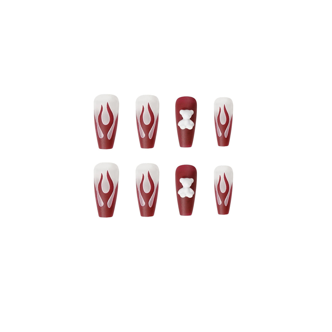 Artful stiletto nails with fiery flame design Kalsten
