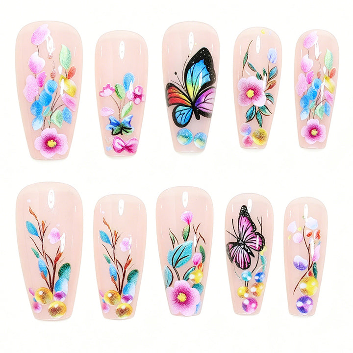 Artistic Butterfly Design Press-On Nail Set Kalsten