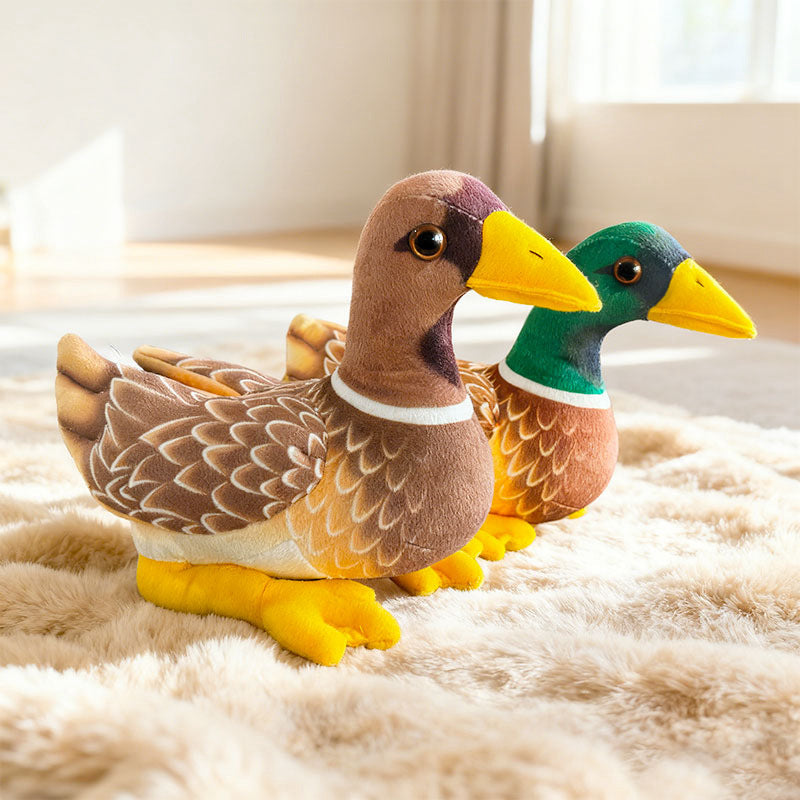 Mallard Duck Plush Companion with Embroidered Feather Pattern & Weighted Base Kalsten