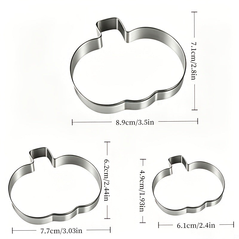 Pumpkin cookie cutter set made of stainless steel food safe with smooth edges