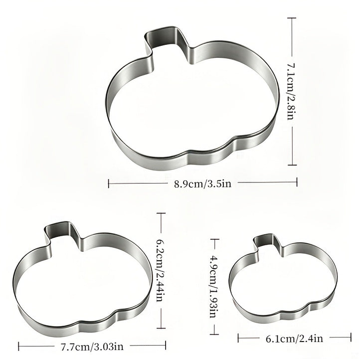 Pumpkin cookie cutter set made of stainless steel food safe with smooth edges